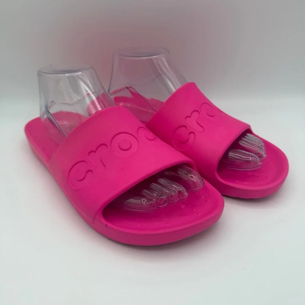 UNISEX Crocs Vibrant Pink Crush Slip-On Slide Sandals Size 8 Men's 10 Women's
